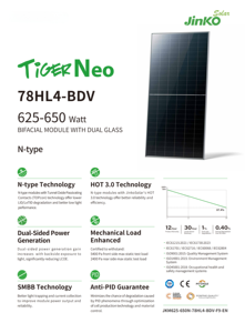 แผงโซลาร์เซลล์แบบสองชั้นสไตล์ยุโรป540W 550W 560watt - Product Image 3