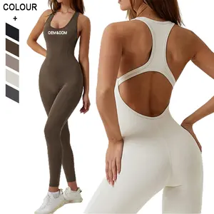 Sxey activewear atacado vazado para academia, conjunto de peça única para yoga macacão de fitness para mulheres