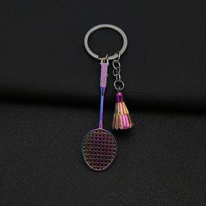 Llavero creativo de aleación de zinc con estampado de raqueta de bádminton estilo coreano, colgante deportivo, amuleto para coche o bolso, pequeño regalo al por mayor - Product Image 1