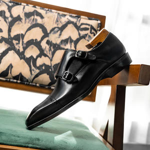 Zapatos de Vestir Negros Elegantes para Hombre, Suela de Goma Resistente, Punta Cuadrada, Hebilla Metálica, Mocasines Casuales de Cuero de Una Pieza - Product Image 4