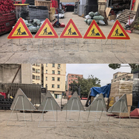 Señal de Advertencia Reflectante para Obras Viales con Soporte de Aluminio - Trípode Plegable para Control de Tráfico en Obras de Construcción