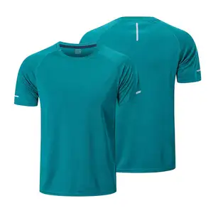 Camiseta esportiva masculina Slim Fit de poliéster personalizada para corrida e treino de secagem rápida, fitness, academia esportiva e atlética