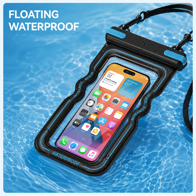 Clear Transparent Inflatable Airbag Waterproof Phone Pouch Floating Waterproof Phone Case IPX8 Touch Screen for Swimming Beach