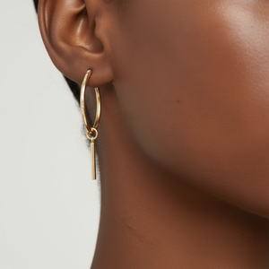 Single Pav Diamond Bar <b>Hoop</b> <b>Earring</b> Fashionable Ear Charm - Product Image 1