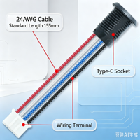Connecteur USB-C femelle rond LN-006 M11 pour panneau, pour boîtier électronique DIY, entrée d'alimentation et transmission de signal