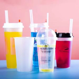 Gobelet jetable en PP transparent givré de qualité alimentaire à paroi simple 90 mm, gobelet en plastique transparent personnalisé 500 ml 700 ml pour limonade et bubble tea - Product Image 5