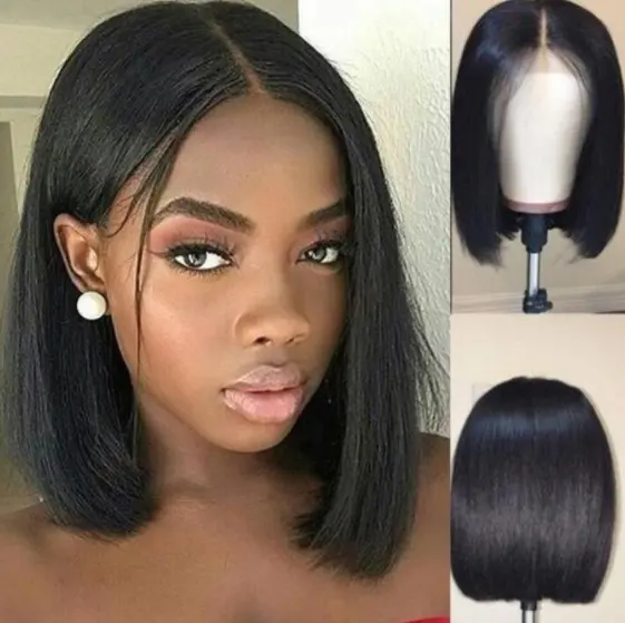 China Factory Direct Sale Bob Straight Wig Fashion Wigs For Black Women Synthetic Look Natural Wig Black Vendor