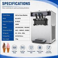Machine à glace molle professionnelle, 3 saveurs, haute capacité 40L/H, en acier inoxydable, pré-refroidissement