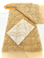 Haut de gamme luxe perlé brodé dentelle tissu à la main paillettes perle garniture pour robe de mariée/robe de mariée