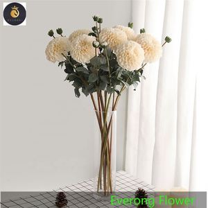 EV 597 Bon Prix Fleur de Soie de <span class=keywords><strong>Dahlia</strong></span> Artificielle Boule de Chrysanthème Simple Artificielle 2 Fourchettes Bourgeon de <span class=keywords><strong>Dahlia</strong></span> - Product Image 1