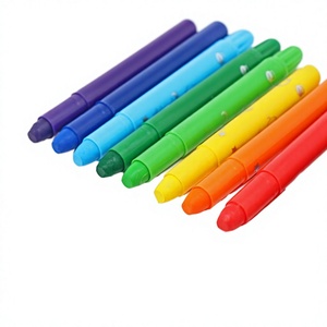 Juego de 10 crayones de cera sedosa no tóxicos, 6 colores, borrables, lavables para niños pequeños, con punta de pincel oblicua, giratorios, para colorear papel - Product Image 3