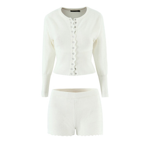 Suéter <span class=keywords><strong>Cardigan</strong></span> Casual de Malha com Decote Redondo e Botão no Ombro em Duas Cores para Mulheres - Product Image 6