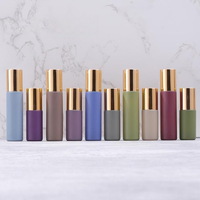 Nouvelle arrivée Emballage cosmétique Morandi Color 5ml 10ml rouleau vide rechargeable sur bouteille en verre avec couvercle en or brillant