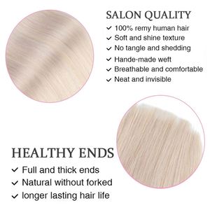 คลิปต่อผมแท้สีบลอนด์ประกายเทา คลิปต่อผมสีบลอนด์แพลตตินั่ม T2/สีเทา ผมแท้ 100% - Product Image 6