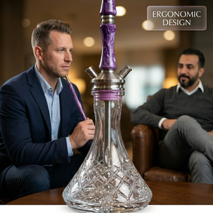 Chicha arabe en <span class=keywords><strong>bois</strong></span> 60 cm, grand modèle classique avec effet marbre, design double tube, base en alliage d'aluminium, liquide et charbon inclus - Product Image 3