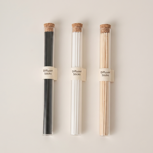 Bâtonnets diffuseurs en fibre personnalisés avec logo, emballage en tube à essai noir et blanc, pour vente en gros et au détail, pour ensemble diffuseur à bâtonnets - Product Image 1