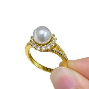 10574DIY Pearl Accessories S925 <b>Silver</b> <b>Ring</b> Empty Set <b>Snake</b> Edition 6-9mm Round <b>Silver</b> Jewelry Set - Product Image 5