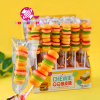 Nuevas Golosinas Halal de Halloween al por Mayor, Piruletas en Barra con Forma de Hamburguesa BBQ Agridulce, Gominolas Masticables de Gelatina Suave y Afrutada
