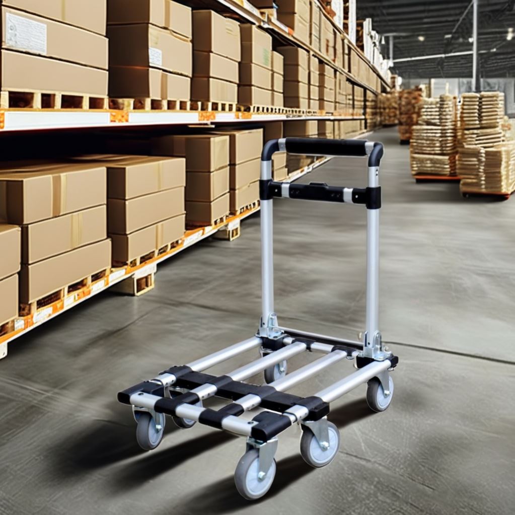 Tianyu Heavy-Duty Industrial OEM 6-Wheel Aluminum & PP Folding Cart Shopping Storage Roll Container Hand Truck Tool 200kg