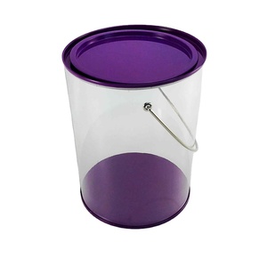 Clear Plastic Paint Cans Container With Handle For Crafts