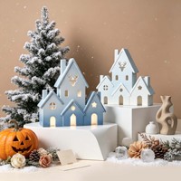 Moule en silicone DIY en forme de maison de Noël avec cerf, pour boîte à lumière creuse, support de bougie en plâtre ou résine, et décoration d'intérieur