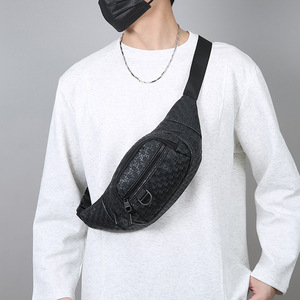 Men's Waist Bag Brown Black Solid Color Fashionable Chest Bag Everyday Outfits Summer 2026 - Product Image 2