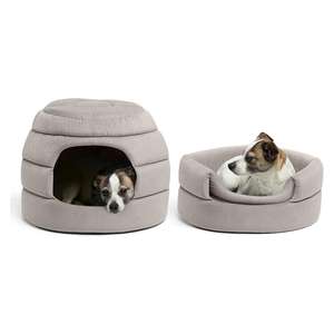 2-in-1 Hinterhof für Katzen mit zwei Möglichkeiten von Verwendung PP Baumwollform Kissen gemütliches Sicherheits-Hundebett - Product Image 1