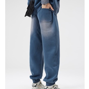 Heavyweight Fleece <b>Joggers</b> Men Solid Color Sweatpants Streetwear Elastic <b>Cuffed</b> Pants for Gym Fitness Daily Casual Wear - Product Image 4