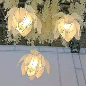 Lâmpada de teto com iluminação de estrada de lótus, flores gigantes para decoração de festas e casamentos, decoração para palco de casamento