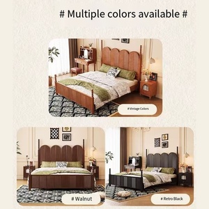 Metà del secolo <span class=keywords><strong>letto</strong></span> in <span class=keywords><strong>legno</strong></span> di gomma con colonne romane disegno simmetrico <span class=keywords><strong>intarsiato</strong></span> Vintage in <span class=keywords><strong>legno</strong></span> massiccio Queen Size camera da <span class=keywords><strong>letto</strong></span> mobili - Product Image 3