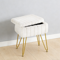 Pouf ottoman moderne en velours blanc, tabouret en bois, siège rond, repose-pieds pour chambre à coucher avec fonction de rangement, vente en gros de meubles pour la maison