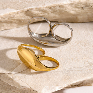 Bagues de mode double doigt en or, argent et acier inoxydable, design géométrique minimaliste, bijoux unisexe, cadeau - Product Image 3