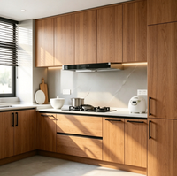 Meubles de cuisine modulaires de luxe italiens populaires aux États-Unis avec éclairage LED intégré, unité de cuisine complète pour condo
