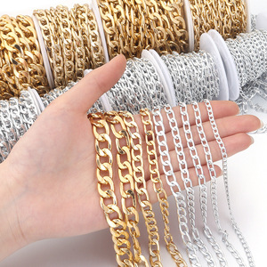 Cadena de Aluminio NK con Hombro Inclinado, 5 Yardas/Rollo | Cadena de Oro y Plata Anodizada para Joyería DIY y Accesorios para Bolsos | Múltiples Tamaños - Product Image 1