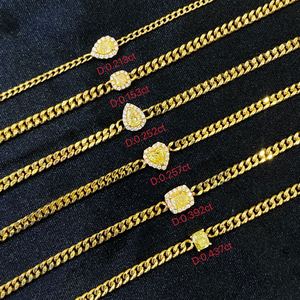 Xinfly - Pulsera de Oro Sólido de 18K con Diamantes Naturales de Corte Elegante en Amarillo, Cadena de Diamantes en Forma de Cojín, Pera, Corazón y Radiante - Product Image 1