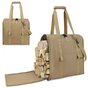 Sac de transport de bûches en toile de cire robuste support de bois de chauffage durable cheminée accessoires de poêle à bois sac de rangement pour barbecue Barbecue