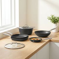Panci Stok Aluminium Die Cast Heavy Duty Seri KS Chef 24cm, Panci Casserole Profesional Anti Lengket dengan Gagang Ergonomis