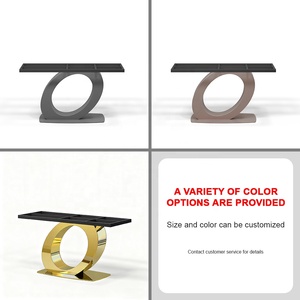 광택 골드 스틸 기하학적 테이블 베이스 롱 콘솔 테이블 가구 프레임 암반 테이블 다이닝룸용 메탈 다리 - Product Image 4