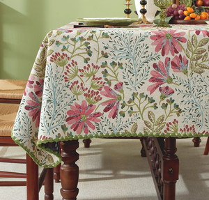<span class=keywords><strong>Nappe</strong></span> rectangulaire DaiRui en <span class=keywords><strong>jacquard</strong></span> floral vintage avec bordure en dentelle crochetée à la main, style campagne française, pour 6 à 8 personnes - Product Image 1