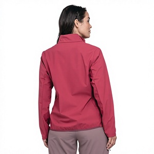 Women's Eco-Friendly Waterproof Softshell Jacket Solid Pattern Front Logo Lightweight Windproof Full Zip Outdoor Running <b>Stand</b> - Product Image 3