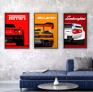 Cuadro de Arte Acrílico de Estilo Moderno, Impresiones de Coches Deportivos en HD con Marco Negro para Decoración del Hogar y Sala de Estar - Product Image 1