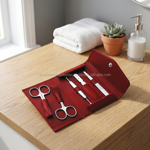Kit de manucure professionnel en acier inoxydable, ensemble d'outils de soin des ongles, durable, portable, style luxueux, coupe-ongles 5 en 1, emballage en sac - Product Image 5