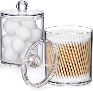 ที่เก็บสำลีโปร่งใสทรงกลมทำจากอะคริลิคดีไซน์ทันสมัยพร้อมฝาปิดสำหรับจัดเก็บของที่ทนทานและสง่างาม - Product Image 4