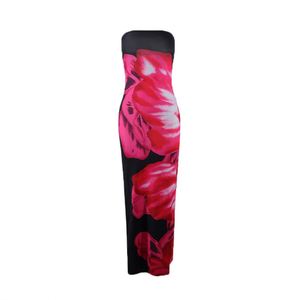 I-0613 <span class=keywords><strong>Abbigliamento</strong></span> Femminile <span class=keywords><strong>Elegante</strong></span> e Sexy Abito Estivo Aderente Senza Spalline con Stampa Floreale - Product Image 2