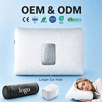 Coussin de voyage ergonomique en mousse à mémoire de forme pour oreilles percées, idéal pour dormir sur le côté