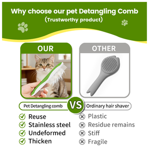 Kit de 3 peignes professionnels pour animaux de compagnie, pour chats et chiens, ensemble de toilettage en acier inoxydable écologique - Product Image 3