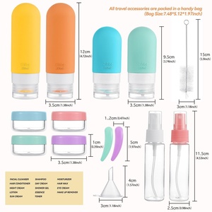Ensemble de bouteilles de voyage en silicone anti-fuite Yuanze, contenants de toilette rechargeables orange/jaune/bleu pour shampoing, après-shampoing, lotion - Product Image 4