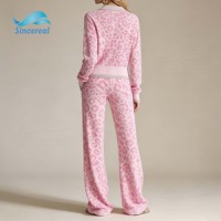 Ensemble deux pièces personnalisé pour femme, imprimé léopard, cardigan en tricot, pantalon large, boutonné, manches longues, tenue décontractée, ensemble assorti