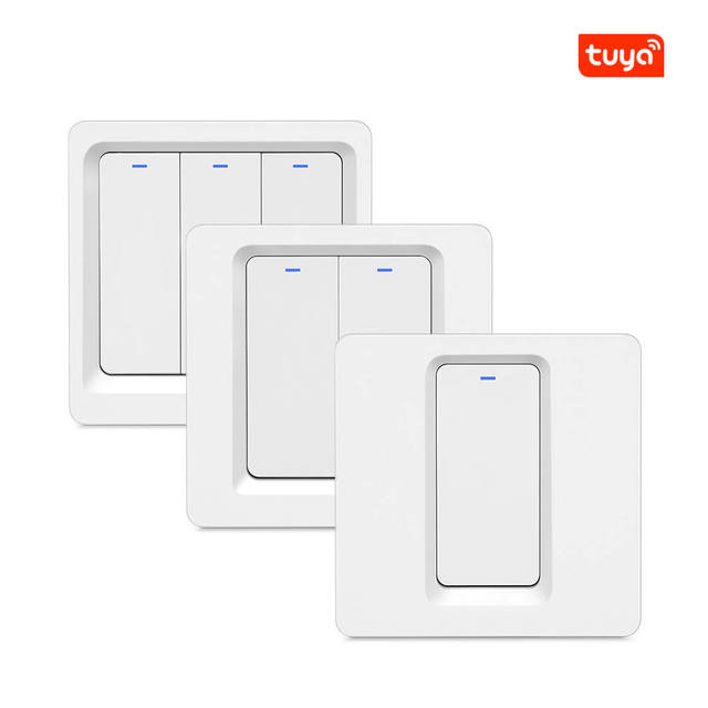 Tuya Zigbee Switch No Neutral No Capacitor Push Button EU UK 600W/Gang Google Home Alexa Wall Smart WIFI / Zigbee Switch
