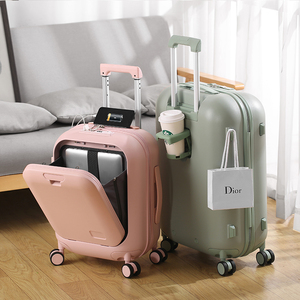 <strong>Lightweight</strong> Kids' Travel Front Open Spinner Trolley Case Durable PC Radiator New Small <strong>Suitcase</strong> Password Anti-Theft - Product Image 1